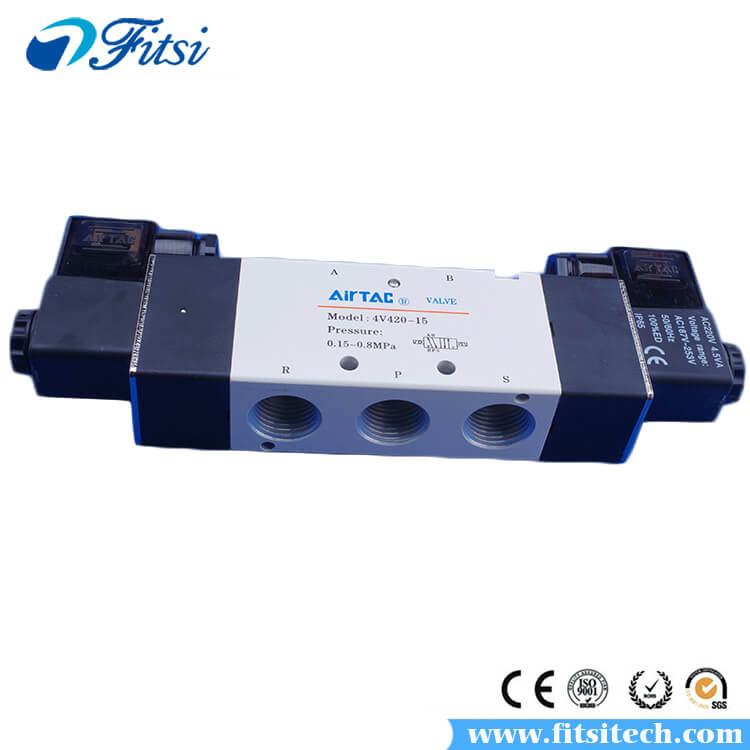 AiRTAC Pneumatic Solenoid Air Valve 4V410-15 4V420-15 5 Way 2 Position Single Electrical Control